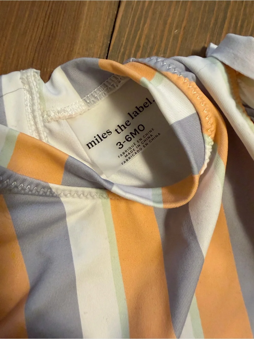 Kids Long-Sleeve Two-Piece Swim Set in orange, Lavender & White Stripes : 3-6 mo